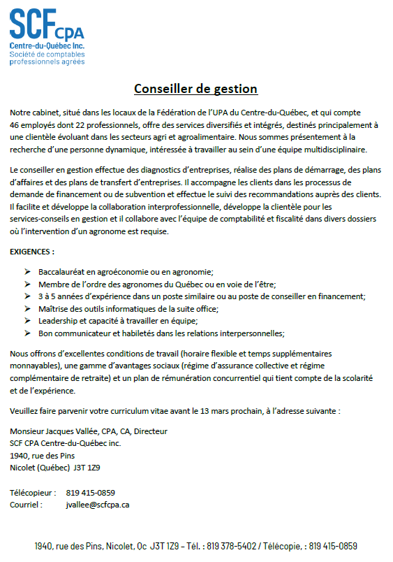 Offre d'emploi